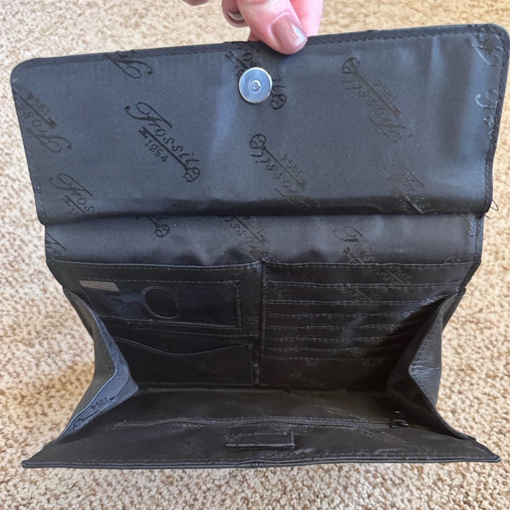 MINT Vintage Fossil Black Leather Flap Crossbody Bag - Picture 5 of 7